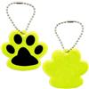 Portachiavi zampa riflettente giallo in PVC | Visibilità PawPrint Personalizzate o neutre