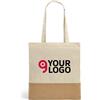 Shopper in cotone beige con dettagli iuta naturale e manici robusti Personalizzate o neutre