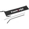 Kit cannuccia inox con spazzolina in borsa TNT - Silver, 21cm Personalizzate o neutre