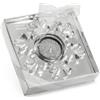 Candela Elaine su base vetro fiocco di neve trasparente 12,3x12,3cm Personalizzate o neutre