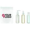 Set viaggio Travel 3: pouch EVA trasparente con 3 bottigliette Personalizzate o neutre