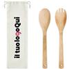 MAYEN Set Utensili Insalata in Bamboo Naturale 33,5cm Elegante Personalizzate o neutre