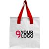 Borsa frigo in PP laminato 38x39x19 cm zip manici colorati Personalizzate o neutre