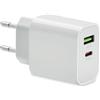 PORT Caricatore USB 18W 2 Porte QC 3.0/PD Bianco, Plastica 63g Personalizzate o neutre