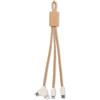 CABIE Cavo 3 in 1 Bamboo Naturale USB-A/C con 3 Uscite, 22 cm Personalizzate o neutre