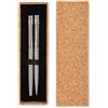 GRAZ SET Penne Acciaio Inox Riciclato Blu con Scatola Sughero Personalizzate o neutre