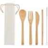 SETSTRAW Set posate bamboo eco con custodia tela, 24x6cm, 48g Personalizzate o neutre