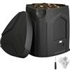 Outsunny Compostiera da Giardino 240L Triangolare Girevole con 66 Prese d'Aria e 3 Porte, Compostiera Domestica con Guanti e Cacciavite, per Compostaggio Rifiuti Organici, 78x75x78 cm, Nero