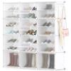 GIANTEX Scatola per scarpe con 12 cubi con ripiano rimovibile, mobile da 48 paia, 5 ganci da appendere, 12 ante 124 x 32 x 125 cm, per corridoio, ingresso, soggiorno, nero (Bianco)
