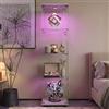 Aislinglen Vetrina in vetro con illuminazione a LED, Vetrina bianca 164,5 x 42,5 x 36,5 cm, Porte in vetro con serratura, Vetrina in vetro verticale con 2 LED, Vetro di sicurezza temperato da 5 mm (Bianco - 1