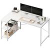 Ztexkee Scrivania a forma di L con ripiano 120 x 80 x 73 cm, scrivania angolare con piedini regolabili, per ufficio e home office, colore bianco