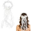 Uzndq Accessorio per capelli per comunione e ragazza, ghirlanda di fiori bianchi, per capelli, per bambini, fiori e perle, per la comunione