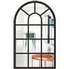 Getdoublerich Specchio da parete, tridimensionale, imitazione finestra, in legno, acrilico, parete, adesivo, decorazione, MZ420-427 3D imitazione finestra ad arco in legno (nero)