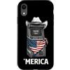 Merica USA Patriotic Cute Funny 4th of J Custodia per iPhone XR Arcade Gamer Retro Vintage 80s 90s Videogiochi Bandiera Americana