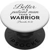 Biblical Wisdom Apparel Paziente Uomo Proverbi 16:32 Scrittura Dio Bibbia Versi Guerriero PopSockets PopGrip Adesivo