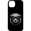 Clever Woodland Creature Graphic Designs Custodia per iPhone 14 Plus Smart Badger Indossare Occhiali Line Art