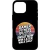 Gaming Workout Gamer Gym Motivation Custodia per iPhone 16 Pro Max Gamer Fitness Dog Lover Sudore Ora Vinci Più Tardi Passeggiata Ogni Giorno