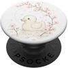 Japanese Sakura Vintage Line Art Mindful Anatra di gomma con fiori di ciliegio per meditazione Zen Yoga Donne PopSockets PopGrip Adesivo
