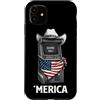 Merica USA Patriotic Cute Funny 4th of J Custodia per iPhone 11 Arcade Gamer Retro Vintage 80s 90s Videogiochi Bandiera Americana