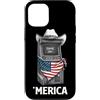 Merica USA Patriotic Cute Funny 4th of J Custodia per iPhone 12/12 Pro Arcade Gamer Retro Vintage 80s 90s Videogiochi Bandiera Americana