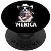 Merica USA Patriotic Cute Funny 4th of J Australian Shepherd Australian - Bandana con bandiera americana PopSockets PopGrip Adesivo