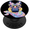 Kawaii Whimsical Pastel Shepherd Face Gr Simpatico pastore tedesco amante dei cani grafica, occhiali rosa floreale PopSockets PopGrip Adesivo
