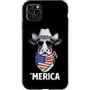 Merica USA Patriotic Cute Funny 4th of J Custodia per iPhone 11 Pro Max Bandana da cowboy con bandiera americana agricoltore fattoria mucca bestiame