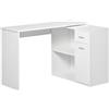 Easycomfort Scrivania Angolare con Libreria Scaffale in Legno Bianco, Tavolo da Pranzo con Rotazione a 360°, 173x39.8x74 cm