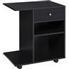 Easycomfort Mobile Porta Stampante in Legno Nero con 1 Cassetto, 2 Ripiani e Mensola CPU, per Ufficio 60x40x68.5cm