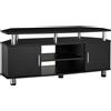 Easycomfort Mobile Porta TV Classico da Soggiorno con 2 ripiani e 2 Armadietti, in MDF e Acciaio Inox, Nero, 120x39.5x52cm