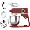 Cecotec Impastatrice Planetaria Twist&Fusion 4000 Luxury Red. 800 W, corpo in alluminio pressofuso, motore DC, 8 velocità, luce LED, ciotola in acciaio inox da 5,2 l
