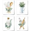 La Naranja - Decorazione da parete bohémien da cucina, piante verde salvia, stampe botaniche, foglie di eucalipto, arte da parete minimalista per sala da pranzo, set di 4 immagini, 8 x 10