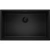 PRIMAGRAN Lavello sottotop Tutto Nero 76x47cm, Lavandino in Granito a 1 vasca + Sifone Classico, Lavabo da Cucina al Mobile 80cm - London S483