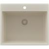 PRIMAGRAN Lavello da Cucina Tutto Beige 58x50cm, Lavandino in Granito a 1 vasca + Sifone Classico, Lavabo da Cucina Incasso al Mobile 60cm - Riga S314