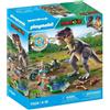 PLAYMOBIL Dinos Explorateur con moto e tirannosauro, 46 pezzi, giocattolo dai 4 anni in su, oltre l'80% di materiali riciclati