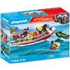 PLAYMOBIL Barca dei pompieri con moto d'acqua, Action Heroes, 4+ anni, con 2 personaggi e cane, 71464