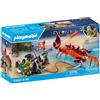 PLAYMOBIL Pirates, Pirata e granchio gigante, 26 pezzi, cannone girevole, figura e accessori inclusi, 4+ anni