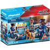 PLAYMOBIL 6878 Blocco stradale Police City Action, 48 pezzi, 2 poliziotti, 1 cane, gabbia e accessori, dai 4 anni in su