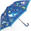 decalsweet Ombrello Pieghevole Antivento Bambino con Copertura, Resistente Ombrello Bambina, Facile da Trasportare Ombrello Pioggia, Ombrello Tascabile Bambini con Motivo Carino (Mondo Marino in Blu)