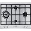 SMEG P261XGH PIANO COTTURA GAS, 4 zone di cottura, dimensioni: L 60 cm, P 51 piano in Acciaio inossidabile, Inox
