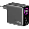 CELLY CARICABATTERIA CELLY Caricabatterie da viaggio 100W schermo integrato Nero