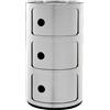 KARTELL MOBILE COMPONIBILI METALLIZZATO CROMATO, 3 Elementi (l 32 x h 58 cm) 3,1 kg
