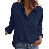 Zeagoo Camicetta Nera Donna Aderente Blusa Manica Lunga Camicia Ufficio Casual Camicie Elasticizzato Camicetta Base Slim Fit con Knop Bar Tops Nero XXL