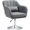 HOMCOM Sedia Girevole a 360° ad Altezza Regolabile in Poliestere, Sedia Moderna con Cuscino, Supporto Lombare e Bracciolo, 60x60x79-91 cm, Grigio Scuro