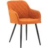 CLP Sedia da Pranzo Shila Fodera A Rombi I Poltroncina Salone Comfort in Velluto O Stoffa con Braccioli, Colore:Arancione, Materiale:Stoffa
