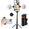 Mapille Mini Bastone Selfie Stick, Bluetooth treppiede per smartphone con telecomando staccabile, Ruotabile a 360° Treppiede Estensibile Con 2 luci di riempimento per iPhone Samsung e Android smartphone