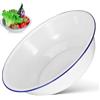 SOLUSTRE Bacinella Smaltata Bianca 30 Cm Spessa per Lavare Verdure e Frutta, Grande Ciotola Vintage Versatile per Cucina e Bagno, Lavabo Smaltato Resistente e Capiente