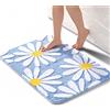 QJHOMO Tappeto da bagno blu e bianco - Graziose margherite, Morbido e assorbente, Antiscivolo, Lavabile - 60 x 90 cm