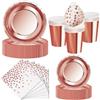 Nkaiso 50 Pezzi Set Piatti di Carta Rosegold -10 Ospiti