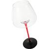 TOPPERFUN Calici da Vino Borgogna in Cristallo 710ml con Stelo Rosso, Presa Confortevole, per Degustazione e Feste